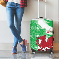 Grunge Green Wales Luggage Cover Celtic Cross Welsh Red Dragon - Wonder Print Shop