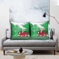 Grunge Green Wales Pillow Cover Celtic Cross Welsh Red Dragon - Wonder Print Shop