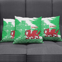Grunge Green Wales Pillow Cover Celtic Cross Welsh Red Dragon - Wonder Print Shop