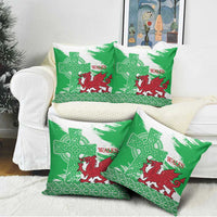 Grunge Green Wales Pillow Cover Celtic Cross Welsh Red Dragon - Wonder Print Shop