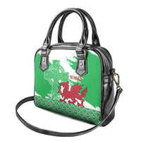 Grunge Green Wales Shoulder Handbag Celtic Cross Welsh Red Dragon - Wonder Print Shop