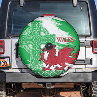 Grunge Green Wales Spare Tire Cover Celtic Cross Welsh Red Dragon - Wonder Print Shop
