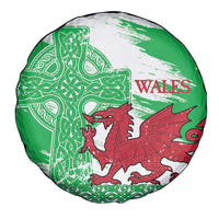 Grunge Green Wales Spare Tire Cover Celtic Cross Welsh Red Dragon - Wonder Print Shop