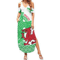 Grunge Green Wales Summer Maxi Dress Celtic Cross Welsh Red Dragon - Wonder Print Shop