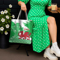 Grunge Green Wales Tote Bag Celtic Cross Welsh Red Dragon - Wonder Print Shop
