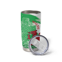 Grunge Green Wales Tumbler Cup Celtic Cross Welsh Red Dragon - Wonder Print Shop