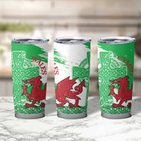Grunge Green Wales Tumbler Cup Celtic Cross Welsh Red Dragon - Wonder Print Shop