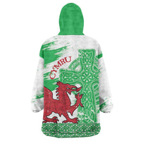 Grunge Green Wales Wearable Blanket Hoodie Celtic Cross Welsh Red Dragon - Wonder Print Shop