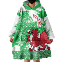 Grunge Green Wales Wearable Blanket Hoodie Celtic Cross Welsh Red Dragon - Wonder Print Shop