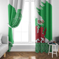 Grunge Green Wales Window Curtain Celtic Cross Welsh Red Dragon - Wonder Print Shop