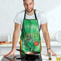 Lithuania Tie Dye Basketball Custom Apron Lietuva Skeleton Green - Wonder Print Shop