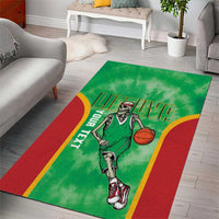 Lithuania Tie Dye Basketball Custom Area Rug Lietuva Skeleton Green - Wonder Print Shop