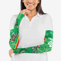 Lithuania Tie Dye Basketball Custom Arm Sleeves Lietuva Skeleton Green - Wonder Print Shop
