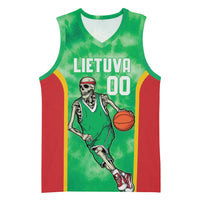 Lithuania Tie Dye Basketball Custom Basketball Jersey Lietuva Skeleton Green - Wonder Print Shop