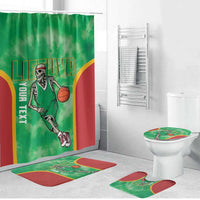 Lithuania Tie Dye Basketball Custom Bathroom Set Lietuva Skeleton Green - Wonder Print Shop