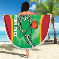 Lithuania Tie Dye Basketball Custom Beach Blanket Lietuva Skeleton Green - Wonder Print Shop