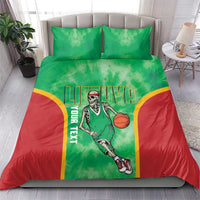 Lithuania Tie Dye Basketball Custom Bedding Set Lietuva Skeleton Green - Wonder Print Shop