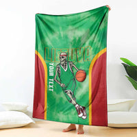Lithuania Tie Dye Basketball Custom Blanket Lietuva Skeleton Green - Wonder Print Shop