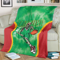 Lithuania Tie Dye Basketball Custom Blanket Lietuva Skeleton Green - Wonder Print Shop
