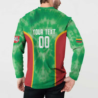 Lithuania Tie Dye Basketball Custom Button Sweatshirt Lietuva Skeleton Green - Wonder Print Shop