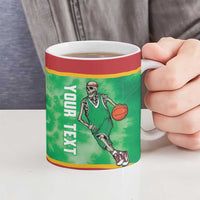 Lithuania Tie Dye Basketball Custom Ceramic Mug Lietuva Skeleton Green - Wonder Print Shop