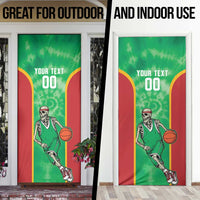 Lithuania Tie Dye Basketball Custom Door Cover Lietuva Skeleton Green - Wonder Print Shop