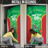 Lithuania Tie Dye Basketball Custom Door Cover Lietuva Skeleton Green - Wonder Print Shop