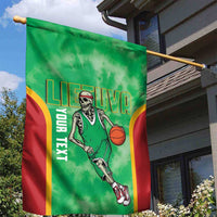 Lithuania Tie Dye Basketball Custom Garden Flag Lietuva Skeleton Green - Wonder Print Shop
