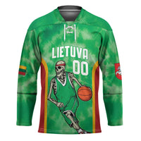Lithuania Tie Dye Basketball Custom Hockey Jersey Lietuva Skeleton Green - Wonder Print Shop