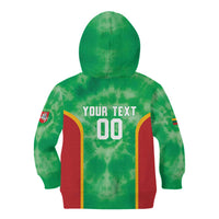 Lithuania Tie Dye Basketball Custom Kid Hoodie Lietuva Skeleton Green - Wonder Print Shop
