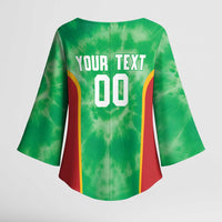 Lithuania Tie Dye Basketball Custom Kimono Sleeve Blouse Lietuva Skeleton Green - Wonder Print Shop