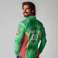 Lithuania Tie Dye Basketball Custom Long Sleeve Polo Shirt Lietuva Skeleton Green - Wonder Print Shop