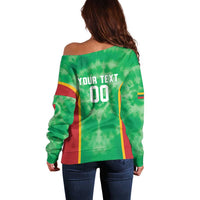 Lithuania Tie Dye Basketball Custom Off Shoulder Sweater Lietuva Skeleton Green - Wonder Print Shop
