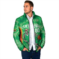 Lithuania Tie Dye Basketball Custom Padded Jacket Lietuva Skeleton Green - Wonder Print Shop