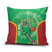 Lithuania Tie Dye Basketball Custom Pillow Cover Lietuva Skeleton Green - Wonder Print Shop