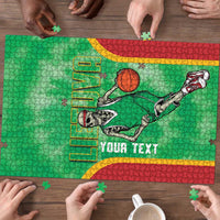Lithuania Tie Dye Basketball Custom Puzzle Lietuva Skeleton Green - Wonder Print Shop
