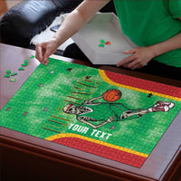 Lithuania Tie Dye Basketball Custom Puzzle Lietuva Skeleton Green - Wonder Print Shop