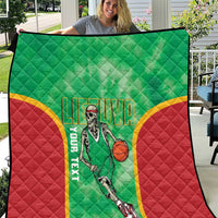Lithuania Tie Dye Basketball Custom Quilt Lietuva Skeleton Green - Wonder Print Shop
