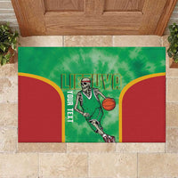 Lithuania Tie Dye Basketball Custom Rubber Doormat Lietuva Skeleton Green - Wonder Print Shop