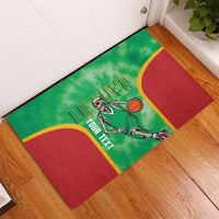 Lithuania Tie Dye Basketball Custom Rubber Doormat Lietuva Skeleton Green - Wonder Print Shop