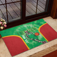 Lithuania Tie Dye Basketball Custom Rubber Doormat Lietuva Skeleton Green - Wonder Print Shop