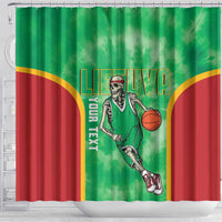 Lithuania Tie Dye Basketball Custom Shower Curtain Lietuva Skeleton Green - Wonder Print Shop