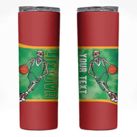Lithuania Tie Dye Basketball Custom Skinny Tumbler Lietuva Skeleton Green - Wonder Print Shop