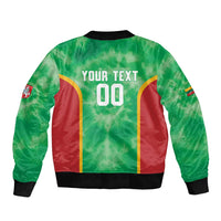 Lithuania Tie Dye Basketball Custom Sleeve Zip Bomber Jacket Lietuva Skeleton Green - Wonder Print Shop