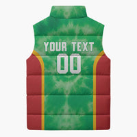 Lithuania Tie Dye Basketball Custom Sleeveless Puffer Jacket Lietuva Skeleton Green - Wonder Print Shop