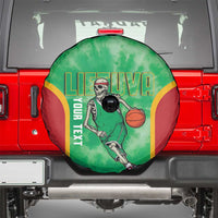 Lithuania Tie Dye Basketball Custom Spare Tire Cover Lietuva Skeleton Green - Wonder Print Shop
