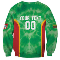 Lithuania Tie Dye Basketball Custom Sweatshirt Lietuva Skeleton Green - Wonder Print Shop