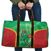 Lithuania Tie Dye Basketball Custom Travel Bag Lietuva Skeleton Green - Wonder Print Shop