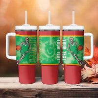 Lithuania Tie Dye Basketball Custom Tumbler With Handle Lietuva Skeleton Green - Wonder Print Shop
