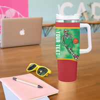 Lithuania Tie Dye Basketball Custom Tumbler With Handle Lietuva Skeleton Green - Wonder Print Shop
